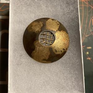 Vintage Modernist Brutalist Joe Reyes Apodaca Brooch Nickel Steel Diamond 14k